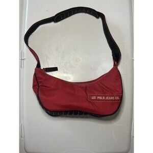 VINTAGE Red POLO JEANS Ralph Lauren Mini Shoulder Bag Baguette Purse Y2K